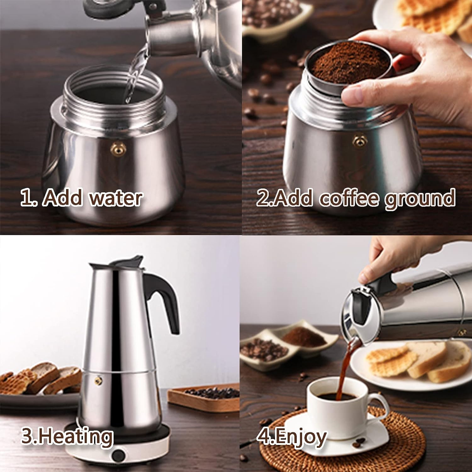 4/6/9 Tasses Moka Pot Caffe Ma - Coffee Equipment Set avis et prix